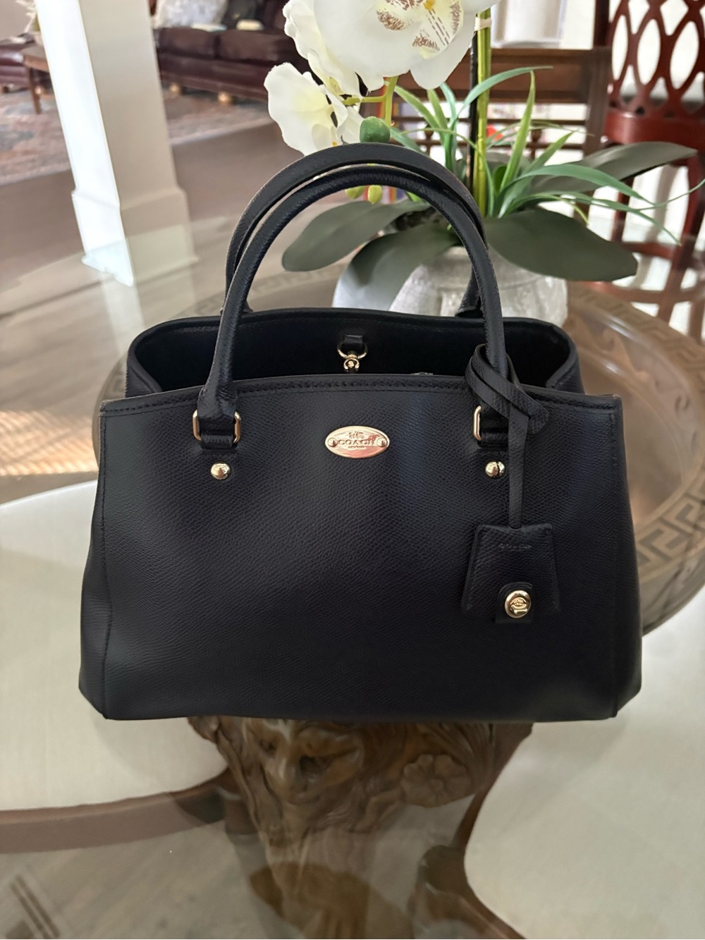 💙💙COACH MARGOT MIDNIGHT BLUE SATCHEL/CROSSBODY CROSSGRAIN LEATHER BAG!💙💙